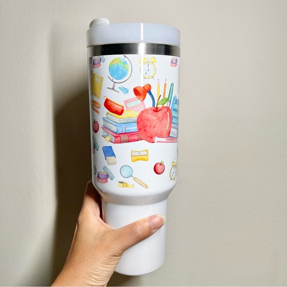 Teacher 40 oz Tumbler/Water bottle/Mug with handle and straw.Birthday gifts for - Picture 5 of 10